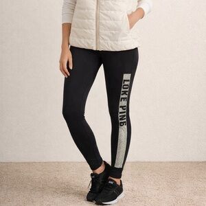 PINK Victoria's Secret Black Leggings with Silver Detail